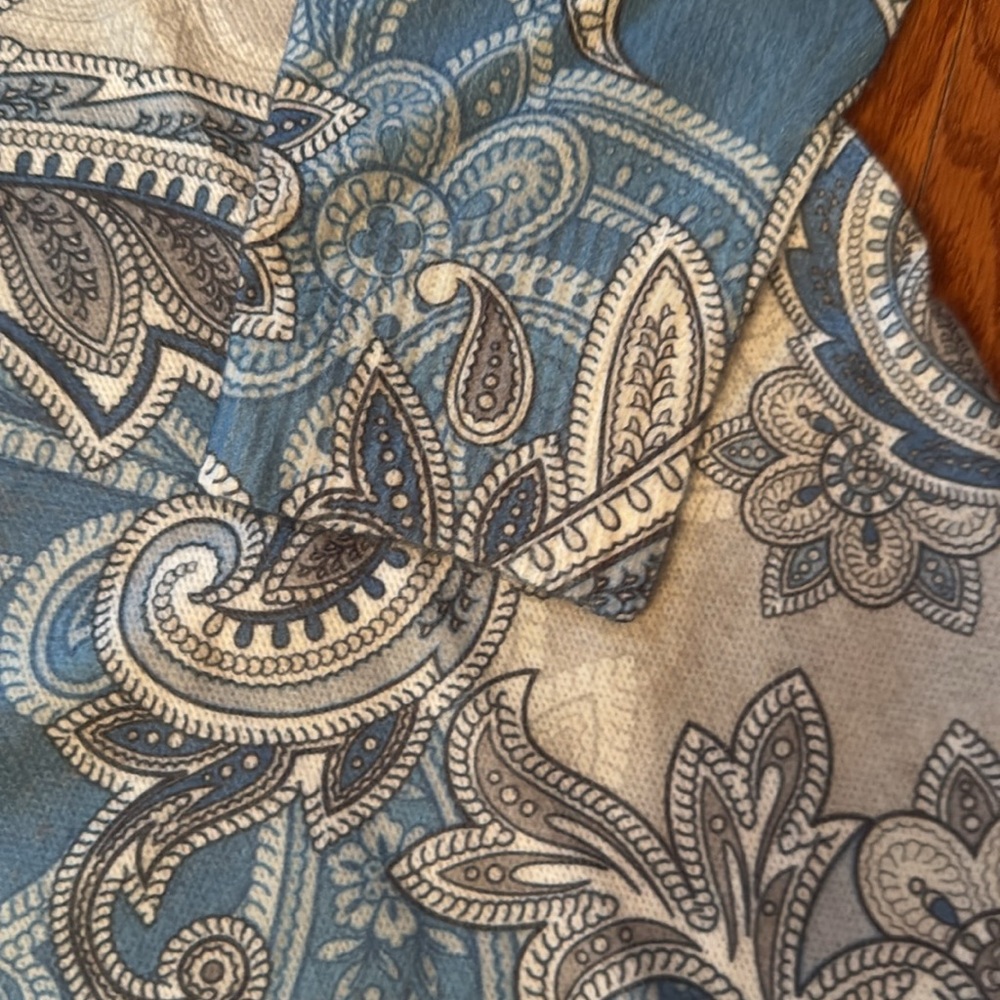 Blue Gray Paisley Statement Sweater Crewneck Allover Print - Picture 11 of 16